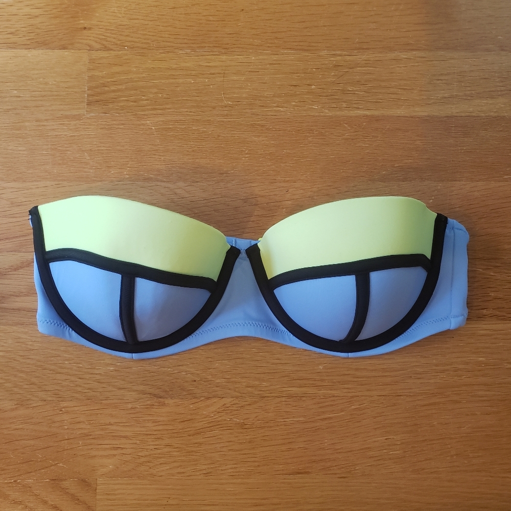 Victoria's Secret Blue & Green Colorblock Swim Bikini Top  34D